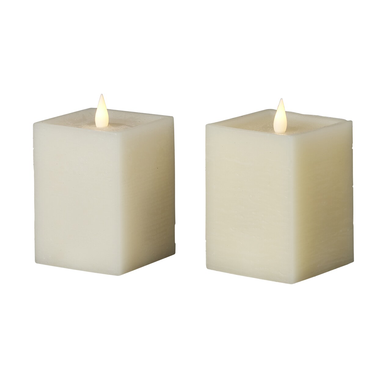 Classic Motion Flameless Square Candle 2pc set - (2) 3x5 Ivory